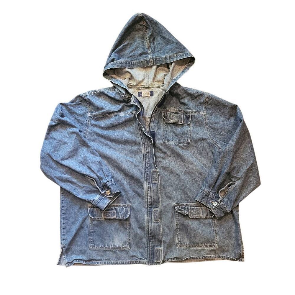 Vintage Y2K L.A. Blues Jacket Women's 26W Denim Hooded Zip Cargo
